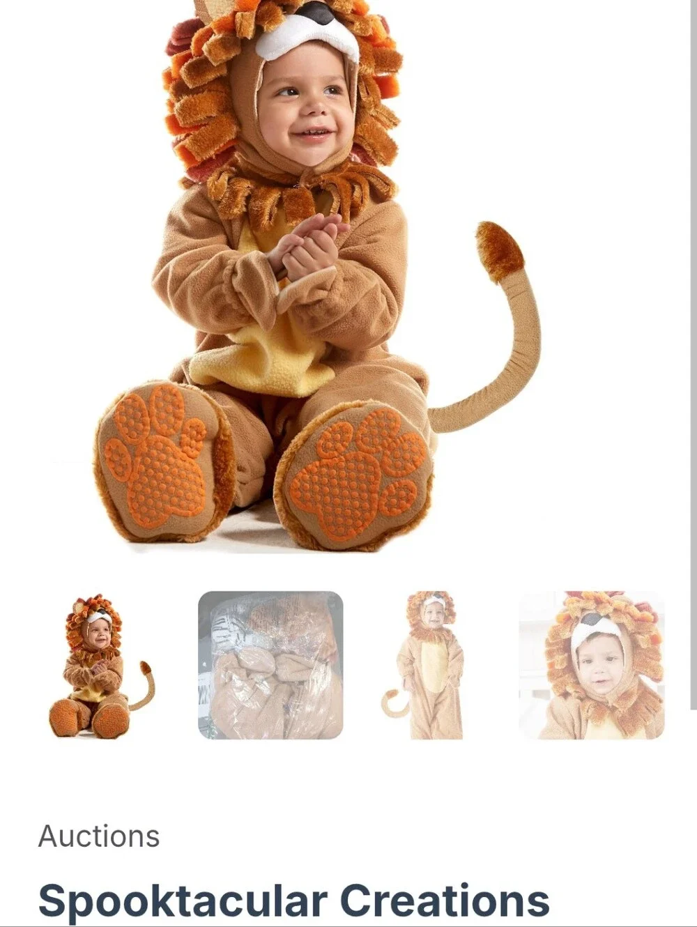 Kids Brown Lion Costume with Hooded Mane By Spooktacular Creations NWT